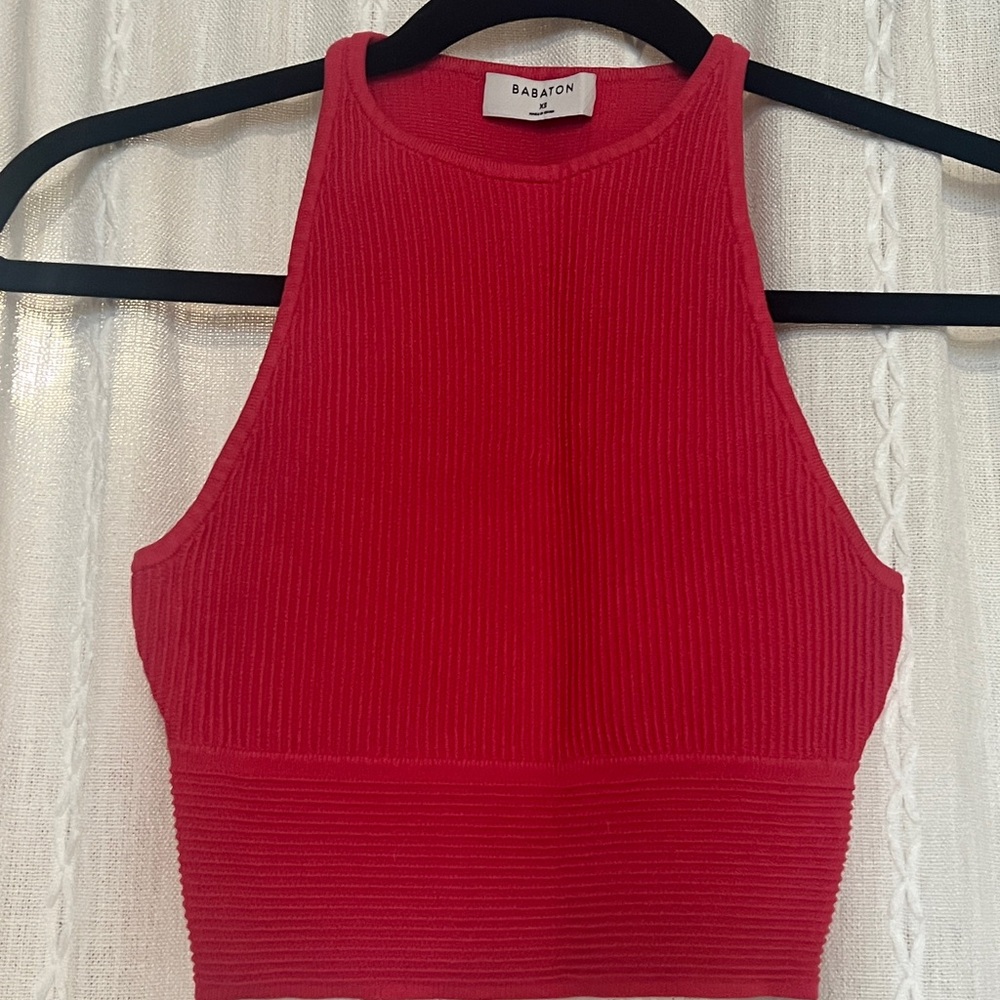 Babaton Hot Pink Ribbed Tank Top